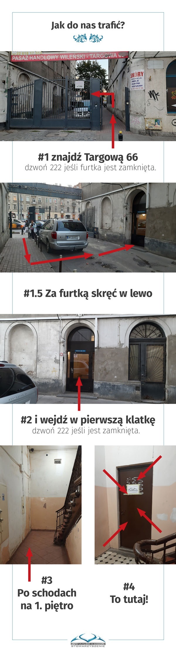 instrukcja wskazująca jak wejść do lokalu